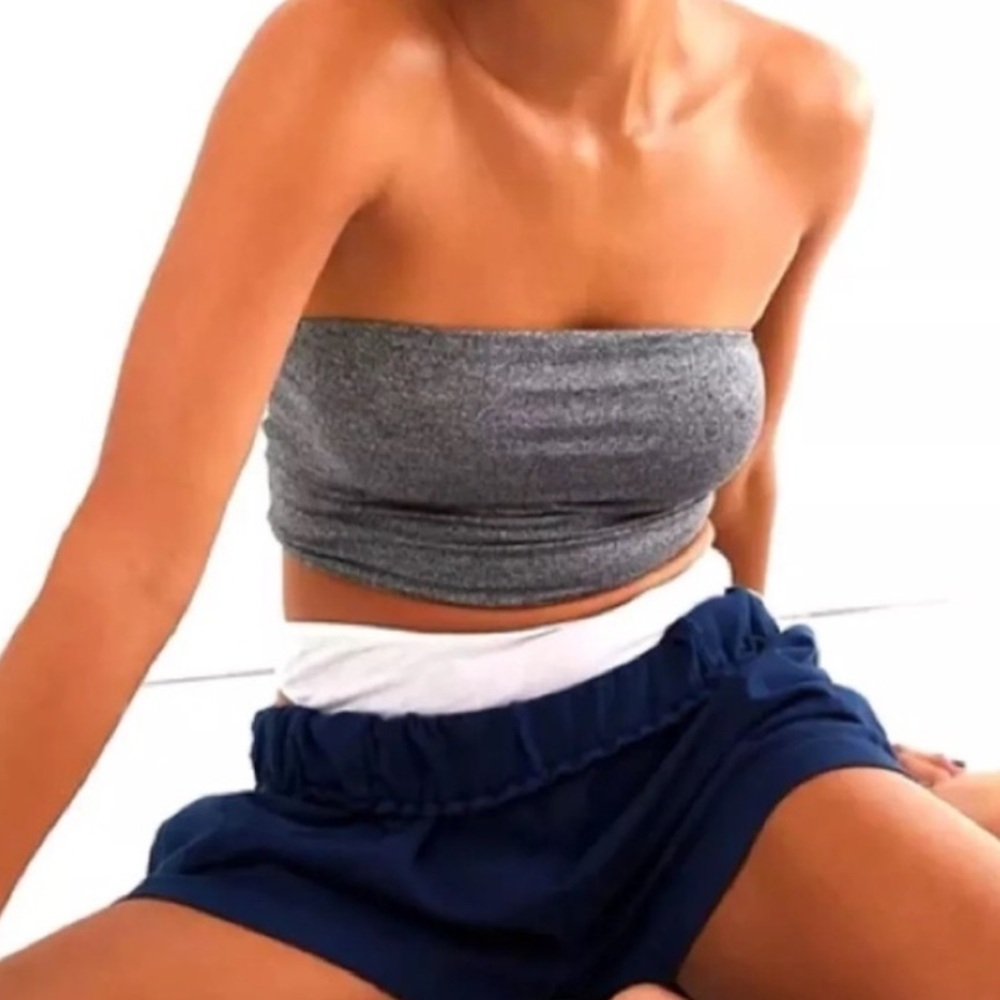 FREE PEOPLE Intimately Essential Bandeau Brami Cami Bra Bralette Heather Grey